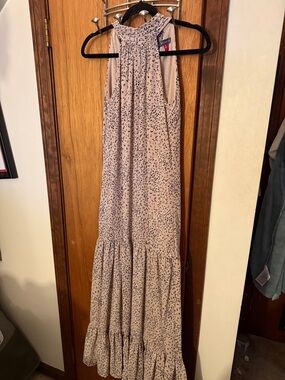 Vince Camaro Halter Cheetah Print Tiered Maxi Dress